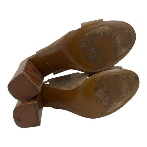 Vince Womens Size 8.5 Tan Suede Criss Cross Sling Back Heels Minimalist Neutral - Picture 7 of 8
